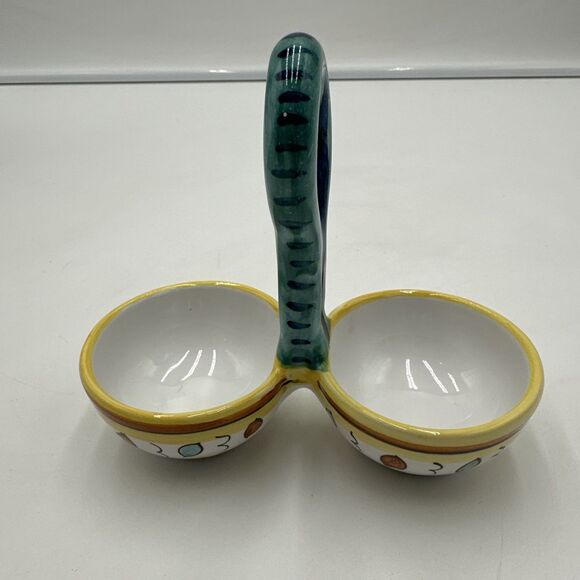 Italy Mari Deruta Pottery Salt & Pepper Caddy Only Sauce Holder - Picture 3 of 6